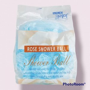 Мочалка-розочка из полиэтиленовой сетки "Rose Shower Ball" (мягкая) диаметр - 11 см
