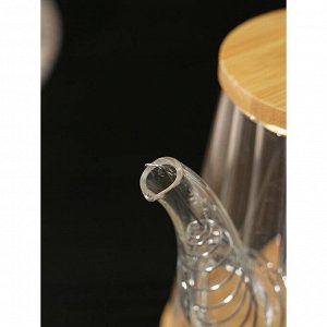 Чайник заварочный стеклянный с бамбуковой крышкой и металлическим фильтром BellaTenero «Эко», 550 мл, 19x11x12,5 см