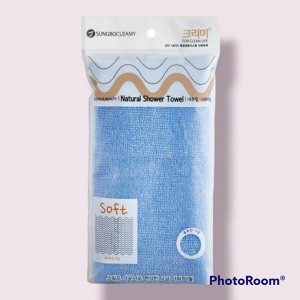 Мочалка для тела с махровым плетением "Natural Shower Towel" (мягкая) размер 26 см х 100 см 1 шт