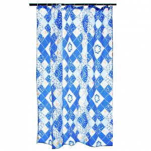 VETTA Шторка для ванной, ткань полиэстер с утяжелит, 180x180см, "Синие ромбы", Дизайн GC
