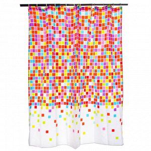 VETTA Шторка для ванной, ткань полиэстер с утяжелит, 180x180см, "Разноцветная мозаика", Дизайн GC