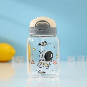 Бутылка для воды стеклянная «Космонавты», 450 мл, 8,2*15 см, цвет МИКС