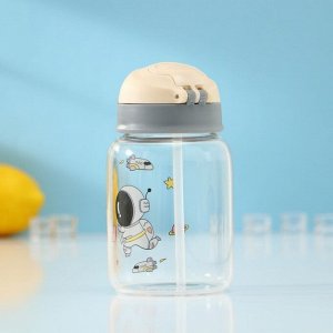 Бутылка для воды стеклянная «Космонавты», 450 мл, 8,2*15 см, цвет МИКС