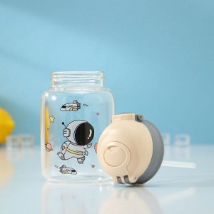 Бутылка для воды стеклянная «Космонавты», 450 мл, 8,2*15 см, цвет МИКС