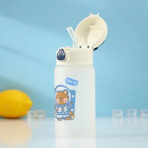 Бутылка для воды стеклянная «Космос», 370 мл, 7*17 см, рисунок МИКС, матовое стекло