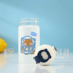 Бутылка для воды стеклянная «Космос», 370 мл, 7*17 см, рисунок МИКС, матовое стекло