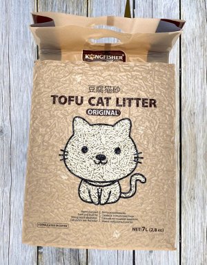 KINGFISHER®️ НАПОЛНИТЕЛЬ ДЛЯ КОШАЧЬИХ ТУАЛЕТОВ ТОФУ (TOFU) "ORIGINAL", с ароматом ванили, пакет 2,8 кг (7 литров)