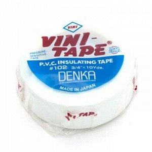 Лента клейкая изоляционная Vini Tape Denka, ПВХ, 19мм x 9м, белая, арт. VT-102W