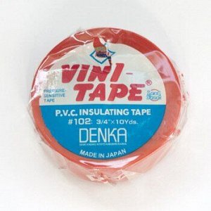 Лента клейкая изоляционная Vini Tape Denka, ПВХ, 19мм x 9м, красная, арт. VT-102R