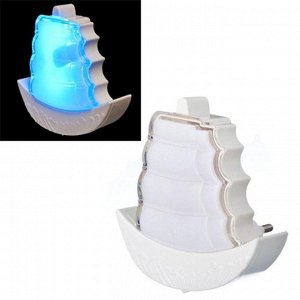 светильник Светильник-ночник в розетку с выкл, 4LED-многоцвет, пластик, 8х9х6см, 220В, 0,5Вт, "Кораблик" 4 цв