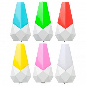 Освещение Светильник-ночник в розетку пластиковый в виде кристалла LED, 6 цветов