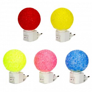 светильник Светильник-ночник в розетку c выкл., 1LED-одноцвет, ЭВА, пластик, 11х6х6см, "Кристаллический шар"