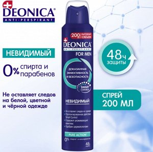 DEONICA FOR MEN Антиперспирант Невидимый,  200мл (спрей)