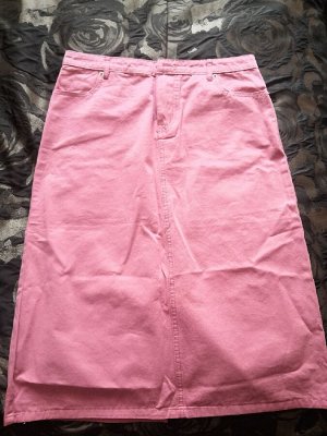 Женская джинсовая юбка, с карманами, цвет розовый