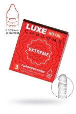 ПРЕЗЕРВАТИВЫ ТЕКСТУРИРОВАННЫЕ С ТОЧЕЧНОЙ И РЕФЛЕНОЙ ПОВЕРХНОСТЬЮ LUXE ROYAL EXTREME