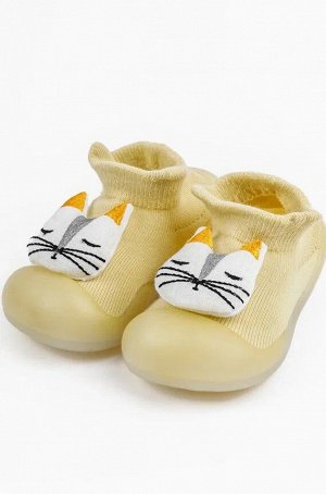 Ботиночки-носочки детские Amarobaby First Step Cat желтые, с дышащей подошвой