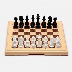 Настольные игры 3 в 1, шашки, шахматы, нарды, деревянные, поле 32x32 см