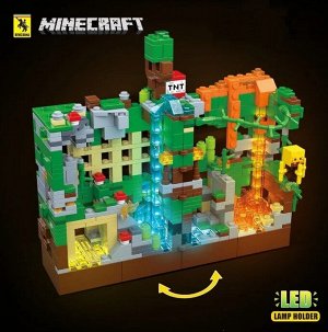 Конструктор Майнкрафт Minecraft, 866 деталей, Зеленая Крепость Джунгли, LED подсветка