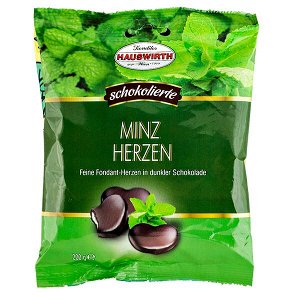 Конфеты HAUSWIRTH Minz Herzen 200 г м/у 1 уп.х 20 шт.