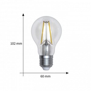 UNIEL Лампа светодиодная диммируемая. Форма &quot;А&quot;, прозрачная. Серия Air. Теплый белый свет (3000K). LED-A60-10W/3000K/E27/CL/DIM GLA01TR