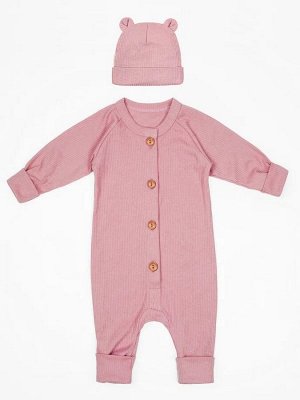 Комбинезон детский с шапочкой AMAROBABY Fashion, розовый