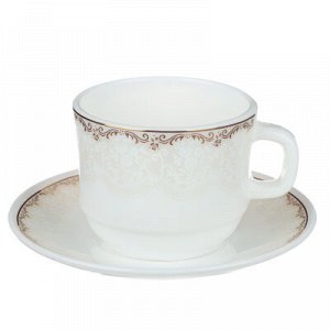 MILLIMI Руан Чайная пара (чашка 250мл., блюдце 15см) опаловое стекло, 21057