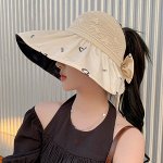 Шляпка женская с большими полями, цвет бежевый