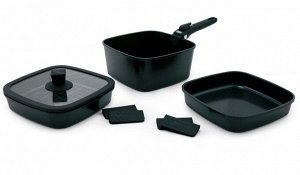 Набор посуды BoOhgle (чёрный) 5 в 1 со съемной ручкой c антипригарным керамическим покрытием
