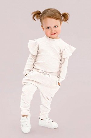 Боди с длинным рукавом и ползунки (штанишки) детские AMAROBABY Fashion, молочный