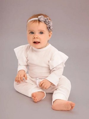 Боди с длинным рукавом и ползунки (штанишки) детские AMAROBABY Fashion, молочный