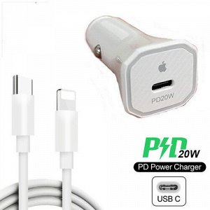 Автомобильное зарядное устройство PD 20W Type-C + Провод Lightning to Type-C