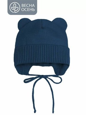 Шапка детская вязаная Amarobaby Pure Love BEAR, синий, демисезонная, с подкладом