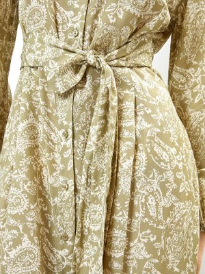 Платье женское оливковое из вискозы с принтом пейсли