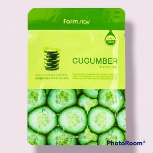 FarmStay Маска-салфетка ОГУРЕЦ, Visible Difference Mask Sheet Cucumber,  23мл