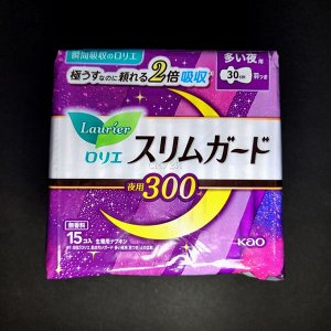 Прокладки ночные хлопковые 30 см. "Laurier 300" (15 шт, Япония)