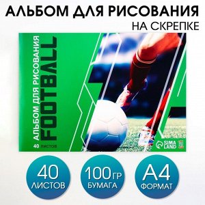 Альбом для рисования на скрепках А4, 40 листов «Футбол» (мелованный картон 160 гр бумага 100 гр).