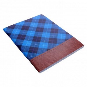 Тетрадь А4, 96 листов в клетку Calligrata "Синяя шотландка", обложка мелованный картон, блок №2, белизна 75% (серые листы)