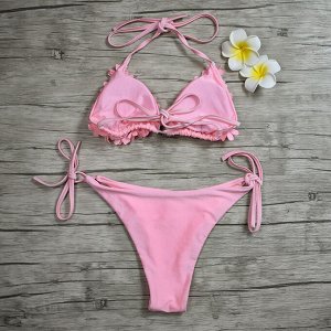 Женский раздельный купальник, цвет розовый