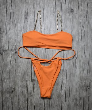 Женский раздельный купальник, цвет оранжевый