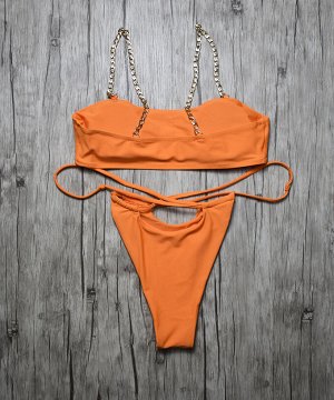 Женский раздельный купальник, цвет оранжевый