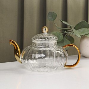 Набор чайный из стекла «Диана в золотом», 3 предмета: чайник 550 мл, 18?13?12 см, кружка 150 мл, 7?6,5 см