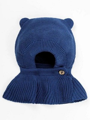 Шапка-шлем детская вязаная Amarobaby Pure Love Helmet, синий, с подкладом
