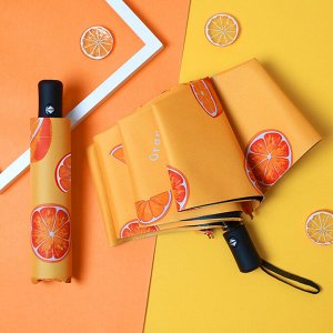 Автоматический зонт с 8-ю спицами, цвет оранжевый, принт "Апельсин"