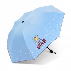 Механический зонт с 8-ю спицами, цвет голубой, с принтом