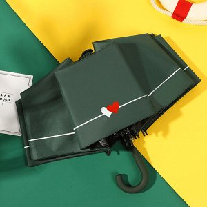 Механический зонт с 8-ю спицами, цвет темно-зеленый, с принтом
