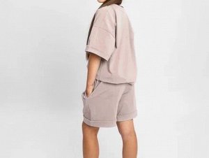 Костюм детский Amarobaby JUMP (футболка,шорты), бежевый, 98-104