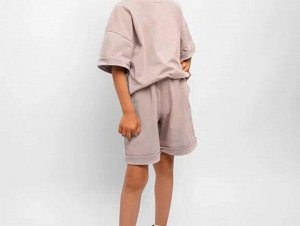 Костюм детский Amarobaby JUMP (футболка,шорты), бежевый, 98-104