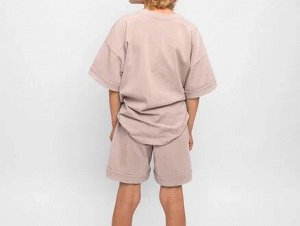 Костюм детский Amarobaby JUMP (футболка,шорты), бежевый, 98-104