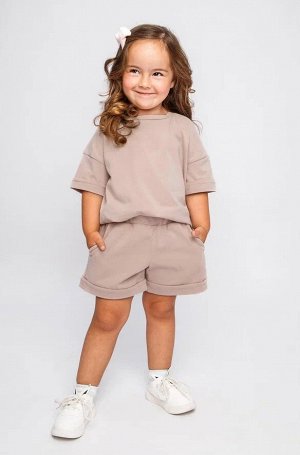 Костюм детский Amarobaby JUMP (футболка,шорты), бежевый, 98-104