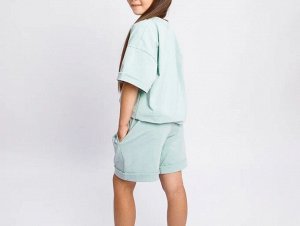 Костюм детский Amarobaby JUMP (футболка,шорты), мятный, 98-104